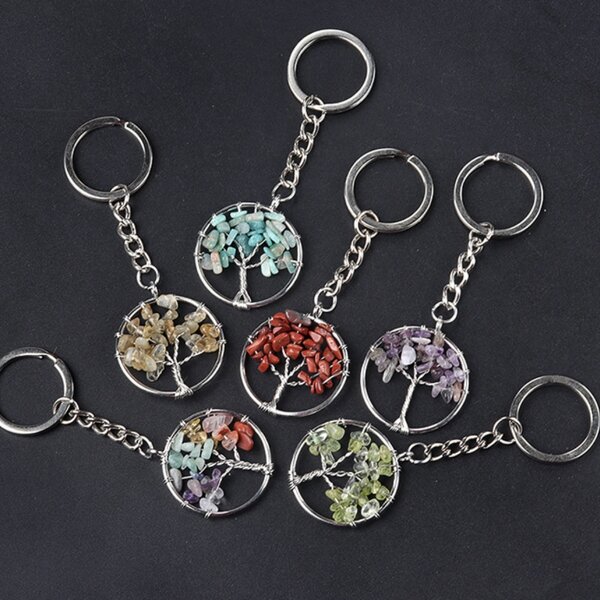 Crystal Keychains Manufacturer - Healing for Women Natural Gemstone Key Rings Simple Design Gift