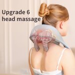 6-Head Neck Shoulder Massager - Hot Portable Rechargeable Shiatsu Heating Therapy Tool
