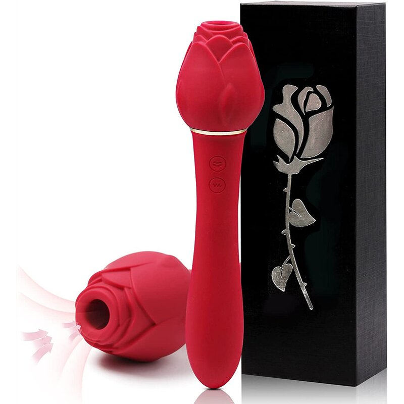 Rose Vibrator Sex Toy - Red Yellow Black 2 in 1 Clitoral Sucking Vibrating Egg
