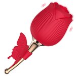 Rose Vibrator Sex Toy - Red Yellow Black 2 in 1 Clitoral Sucking Vibrating Egg