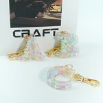 Resin Initial Keychain - 26 Letters Personalized Monogram Gold Hardware Charm