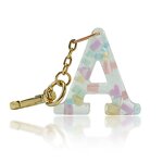 Resin Initial Keychain - 26 Letters Personalized Monogram Gold Hardware Charm