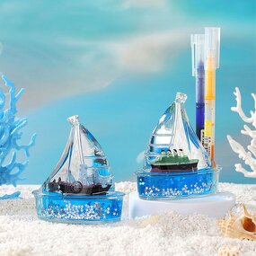 Acrylic Sailboat Decor - Star Glitter Mineral Oil Beach House Event Prop Gift