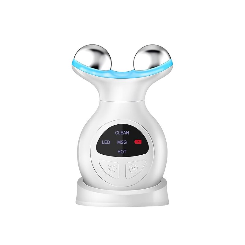 7 Color LED Facial Massager - Ultra-Portable 45℃ Heating Vibration Neck Face Tool