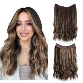 One Piece Hair Extension Supplier - 16 Inch Wavy Synthetic Fish Line