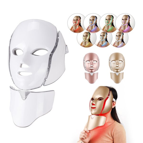 7 Colors LED Facial Mask - Face Neck Acne Wrinkle Removal Therapy Tool