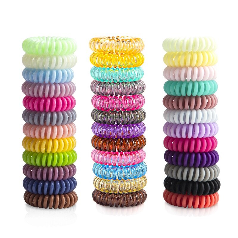 Hair Ties Manufacturer - Wholesales Women's Scrunchies 4cm Curly TPU Telephone Wire Line Elastic Rope