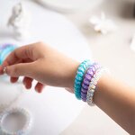 Hair Band Manufacturer - Candy Color Frosted Spiral Cord Telephone Wire Star Pattern Elastic Rubber Tie