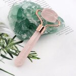 Jade Roller Manufacturer - 3D Acupressure Anti-Aging Single Head with Rose Quartz & Jade