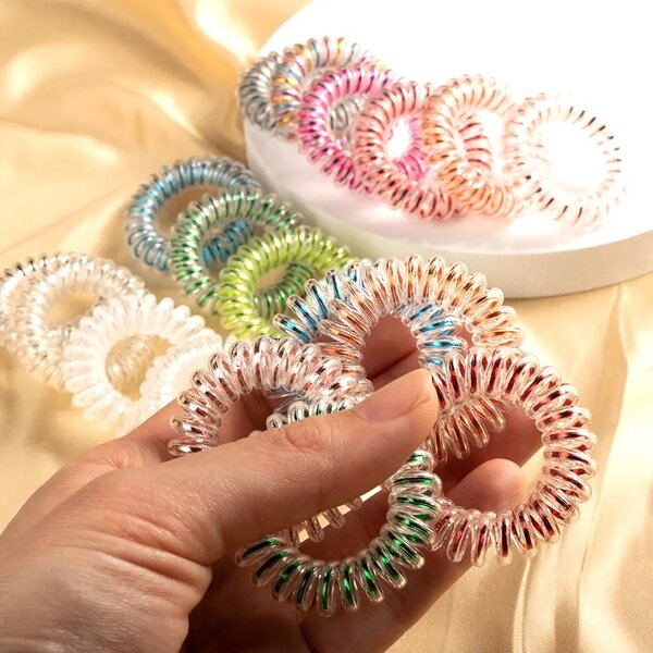 Hair Ties Manufacturer - Customized Size Strong Elastic Grip Coil Metallic Telephone Wire Traceless Spiral