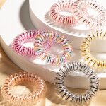 Hair Ties Manufacturer - Customized Size Strong Elastic Grip Coil Metallic Telephone Wire Traceless Spiral