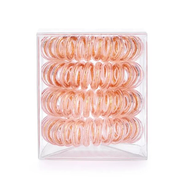 Hair Ties Manufacturer - Wholesales 4pcs/box Metallic Telephone Wire Traceless Spiral Strong Elastic Grip Coil