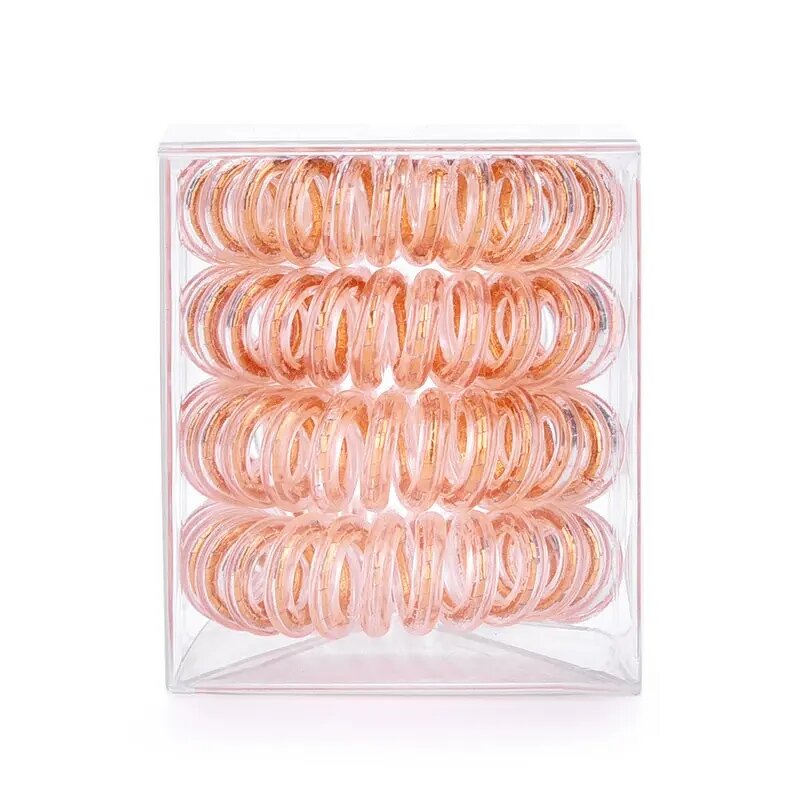 Hair Ties Manufacturer - Wholesales 4pcs/box Metallic Telephone Wire Traceless Spiral Strong Elastic Grip Coil