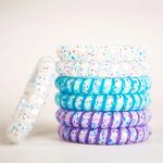 Hair Band Manufacturer - Candy Color Frosted Spiral Cord Telephone Wire Star Pattern Elastic Rubber Tie