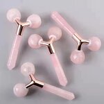 Jade Roller Manufacturer - 3D Acupressure Anti-Aging Single Head with Rose Quartz & Jade
