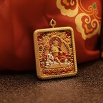 Tibetan Thangka Pendant - Authentic Handcrafted Buddhist Blessing Necklace