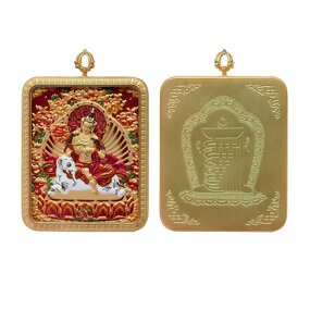 Tibetan Thangka Pendant - Authentic Handcrafted Buddhist Blessing Necklace