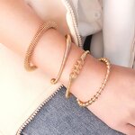 Cuff Bracelet for Women - 18K Gold Plated Waterproof Twisted Spring Jewelry