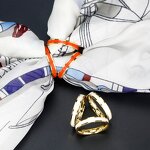 Enamel Scarf Clip - Custom Gold Plated Three Circles Wedding Buckle