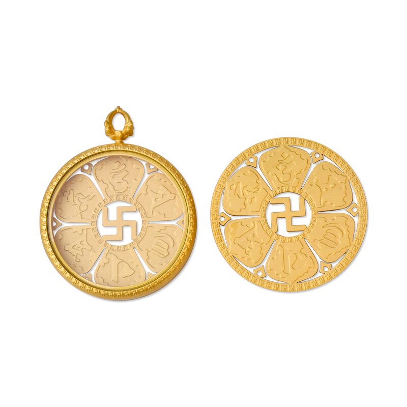 Hollow Thangka Pendant - Oriental Buddhist Amulet Religious Necklace