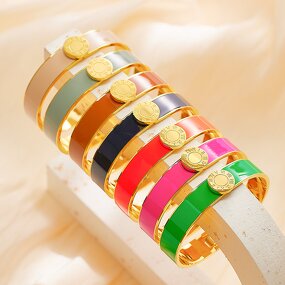 Enamel Bracelet for Women - Trendy 18K Gold Plated Fashion Gift Jewelry