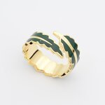 Green Leaf Scarf Ring - Custom 18K Gold Plated Enamel Gift Jewelry