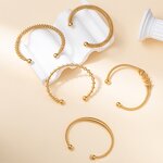 Cuff Bracelet for Women - 18K Gold Plated Waterproof Twisted Spring Jewelry