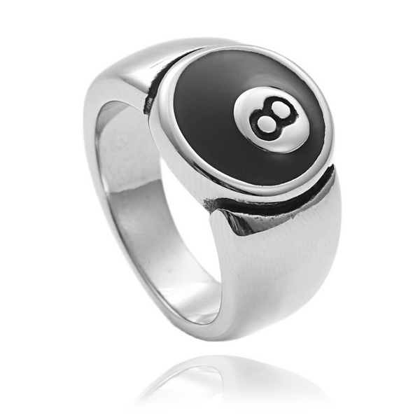 Billiard Stainless Steel Ring - Vintage Punk Adjustable Hip Hop Rock Jewelry