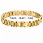 Stainless Steel Watch Band - Custom 18K Gold Chain Punk Women Men Jewelry