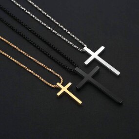 Cross Pendant Necklace - Hot Sale Stainless Steel Men Wedding Gift Jewelry