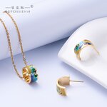 Enamel Pendant Necklace Set - Custom Stainless Steel Ladies Jewelry