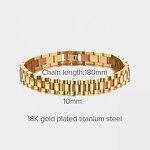 Stainless Steel Watch Band - Custom 18K Gold Chain Punk Women Men Jewelry