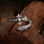 Gothic Cross Couple Rings - 925 Sterling Silver Punk Adjustable Jewelry