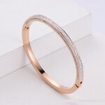 Zircon Cuff Bangle - Trendy 18K Gold PVD Plated Stainless Steel Jewelry