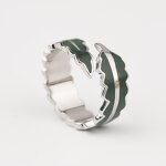 Green Leaf Scarf Ring - Custom 18K Gold Plated Enamel Gift Jewelry