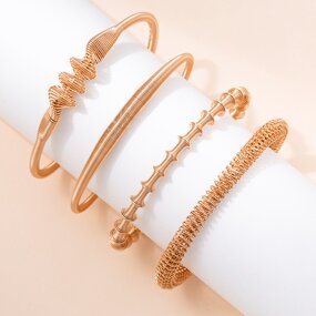 Cuff Bracelet for Women - 18K Gold Plated Waterproof Twisted Spring Jewelry