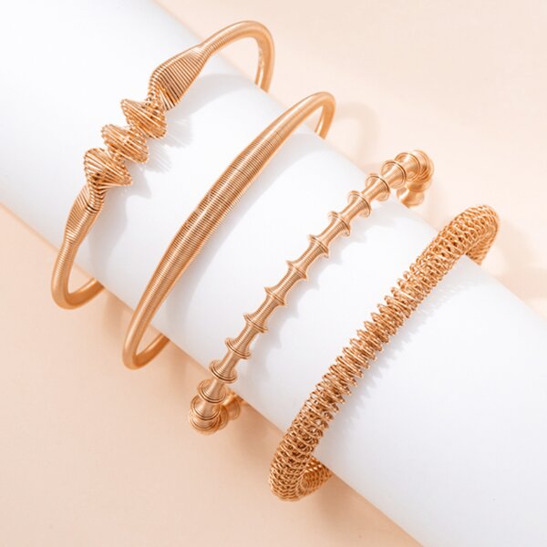 Cuff Bracelet for Women - 18K Gold Plated Waterproof Twisted Spring Jewelry