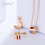 Enamel Pendant Necklace Set - Custom Stainless Steel Ladies Jewelry