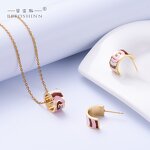 Enamel Pendant Necklace Set - Custom Stainless Steel Ladies Jewelry