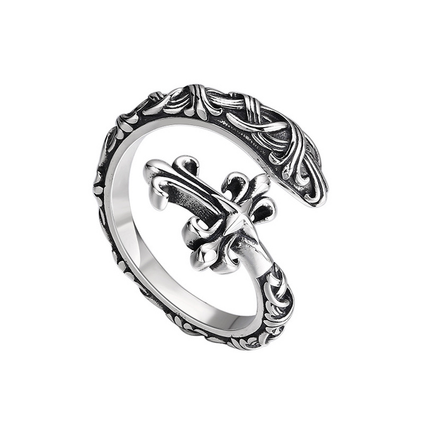 Gothic Cross Couple Rings - 925 Sterling Silver Punk Adjustable Jewelry