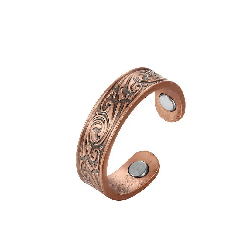 Copper Magnetic Cuff Ring - Antique Retro Adjustable Men Women Jewelry