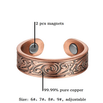 Copper Magnetic Cuff Ring - Antique Retro Adjustable Men Women Jewelry