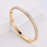 Zircon Cuff Bangle - Trendy 18K Gold PVD Plated Stainless Steel Jewelry