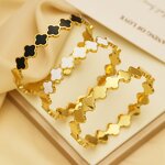 Clover Bangle Bracelet - High Quality Stainless Steel Gold Plated Jewelry