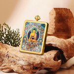 Buddha Thangka Pendant - Tibetan Oriental Amulet Men Women Religious Jewelry