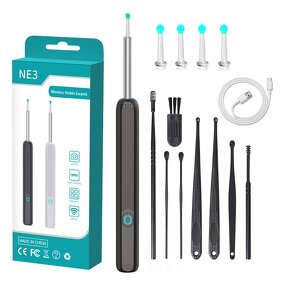 Ear Wax Removal Tool Manufacturer - NE3 Rechargeable LED Light Wireless Visual with Camera & Spoon Cleaner Kit