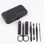 Men Grooming Kit Factory - Low MOQ Black Case 7pcs Nail Clipper Scissors Nipper Set