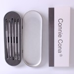 Blackhead Remover Set Manufacturer - Hot Sale All Silver Stainless Steel 5pcs Set with Metal Case