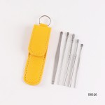 Ear Pick Set Manufacturer - 5pcs Stainless Steel Portable Ear Spoon Cleaner Tool with Leather Case