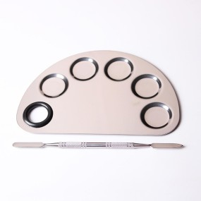 Makeup Palette Factory - Stainless Steel Mixing Palette and Spatula Tool for Cosmetics